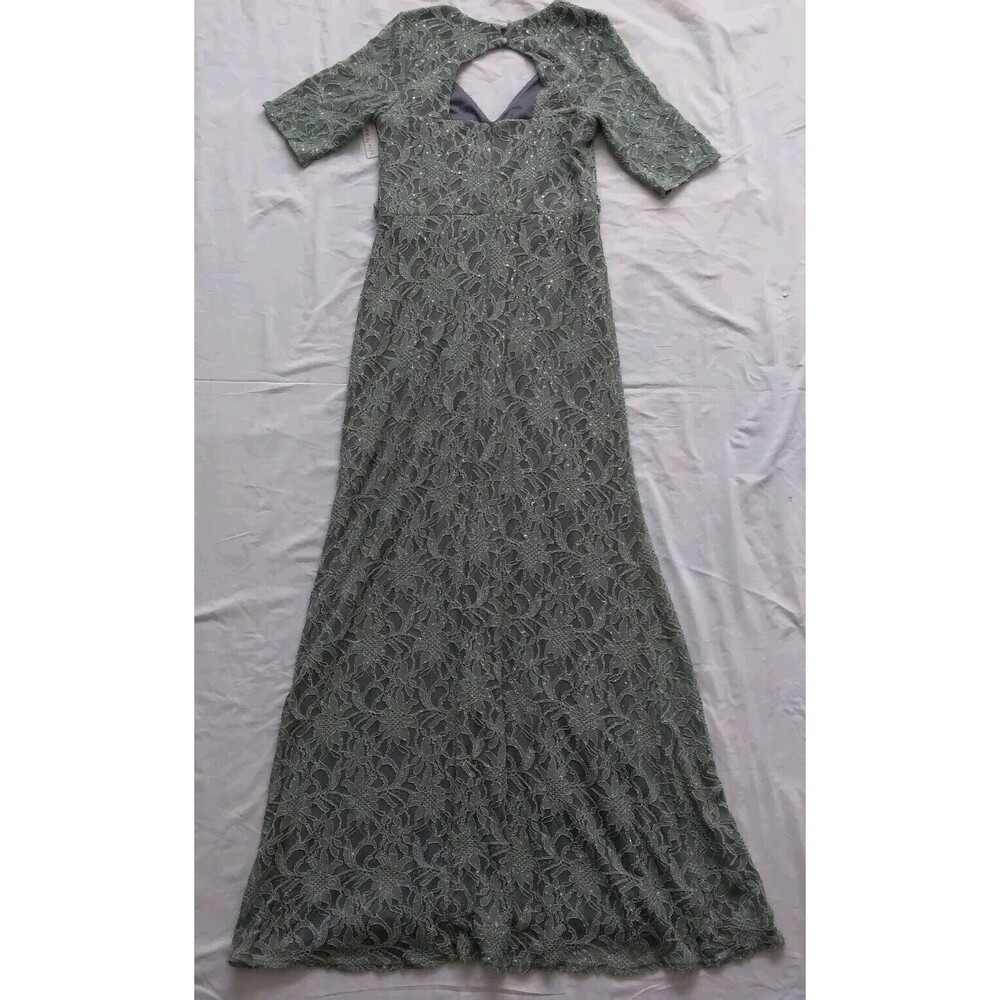 One by Eight Dress Gown Green Lace Overlay Regencycore Bridgerton Womens Size 6 - Picture 11 of 16